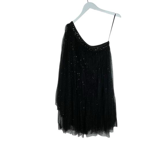 Mac Duggal 50689 Black One Shoulder Embellished Tulle Mini Dress Size 8 $298 - Picture 5 of 7